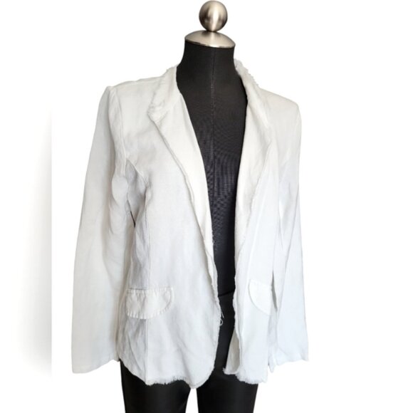 Frank Lyman White Linen Fringe Blazer New Women's Sz Medium - Picture 1 of 15